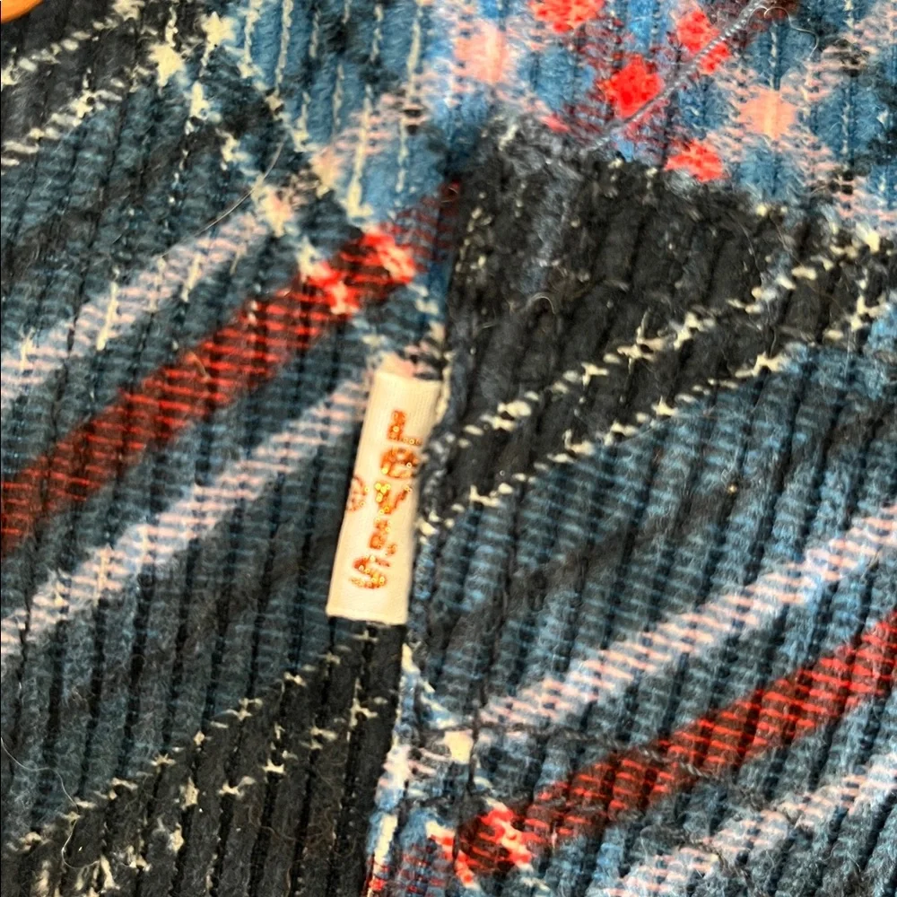 Levi Strauss Co Blue Red Plaid Lightweight Corduroy Jacket Sherpa collar 12yrs.
